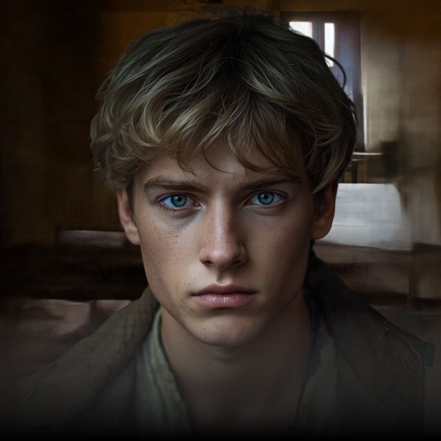 Finn Vale, a fair-haired young man in a worn brown jacket.